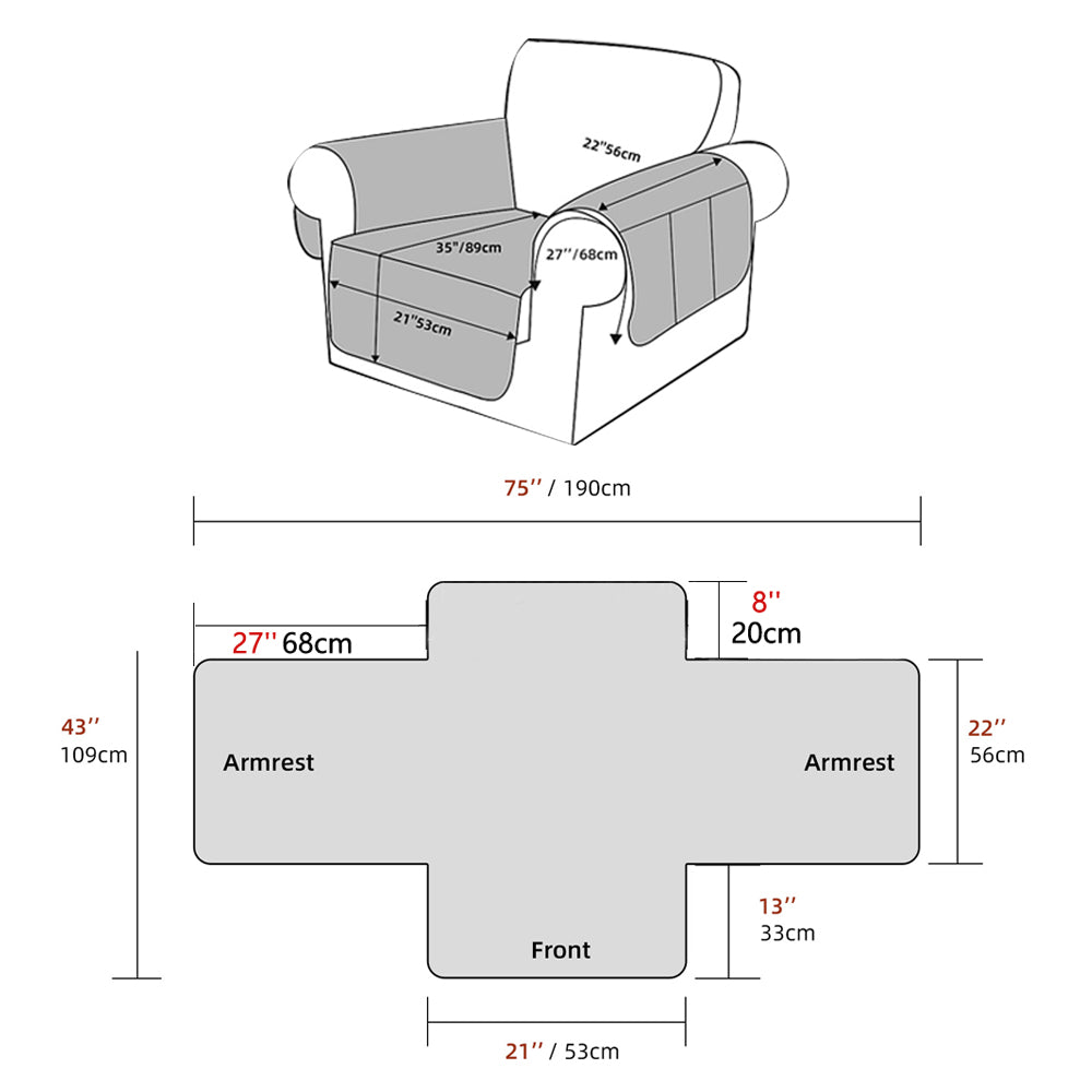 2Pcs Water Resistant Non-Slip Split Recliner Couch Cover Sofa Chair Slipcovers