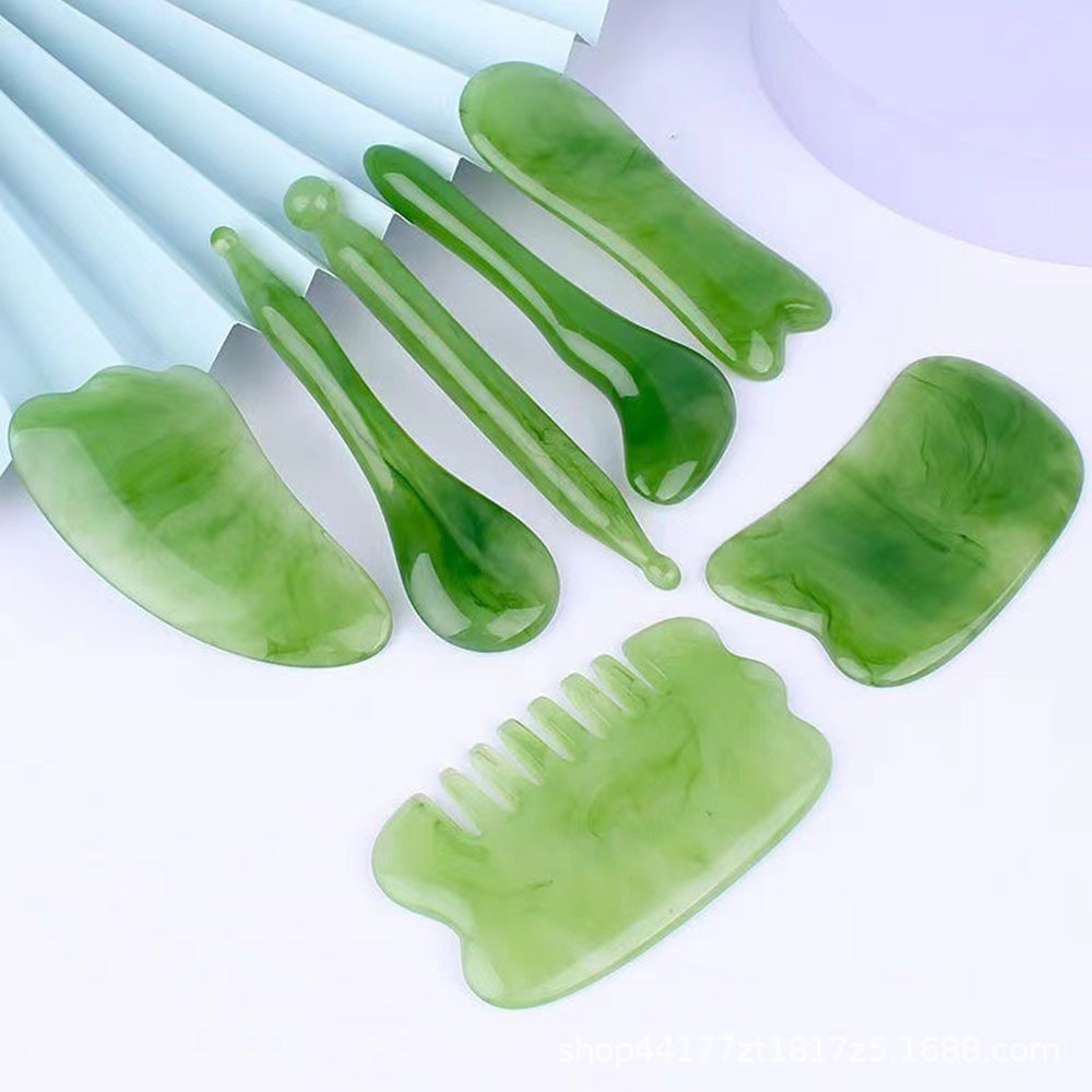 7 Piece Guasha Body Scraping Facial Face Thin Gua Sha Board Massager Tool Set