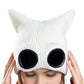Double Layer Knit Winter Beanie with Goggles Cute Cat Ear Knit Beanie for Winter
