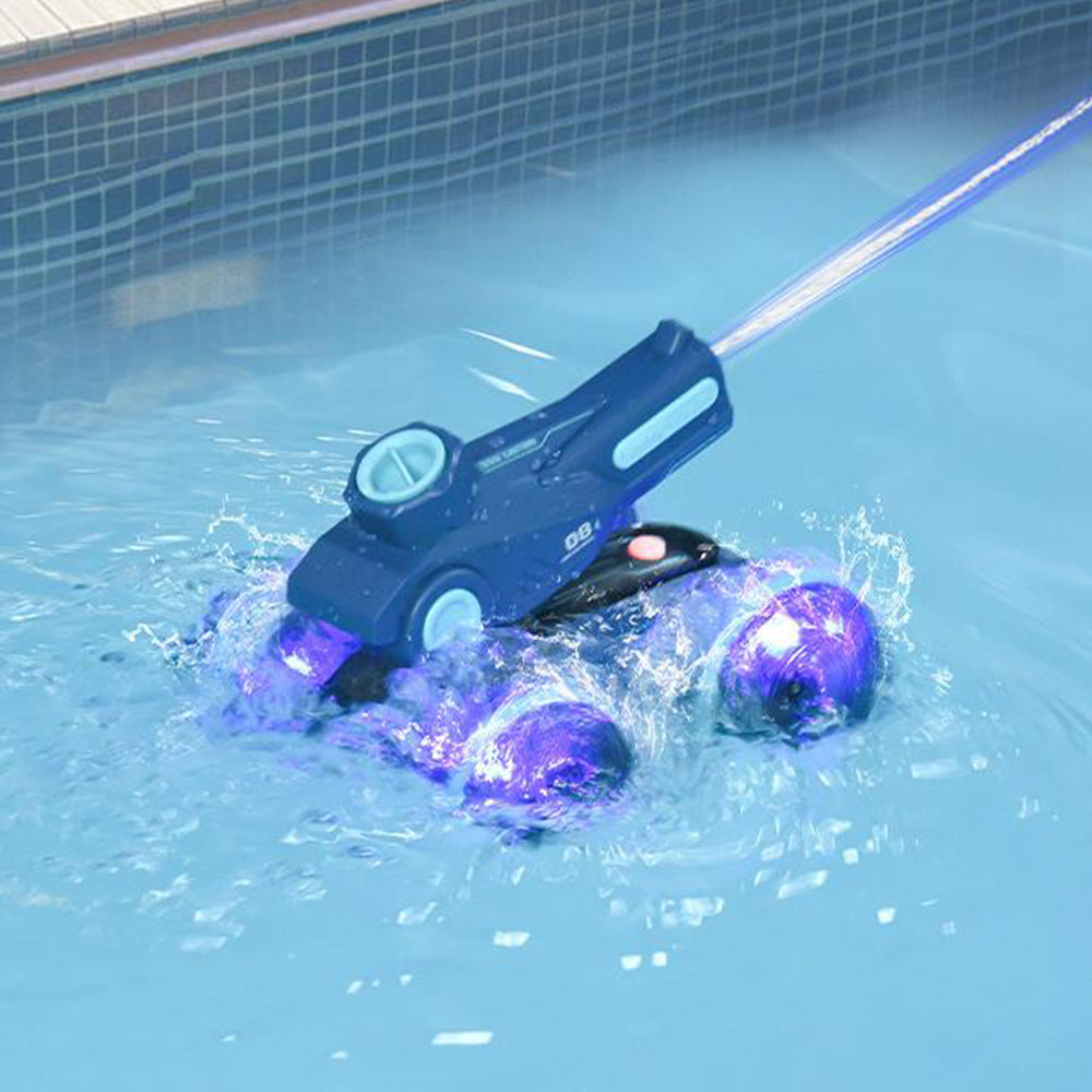 2.4GHz 4WD Amphibious Remote Control Stunt Car Boat with Water Gun Toy