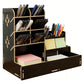 Wooden Desk Organizer with Drawers Art Supplies Storage Desktop Stationary