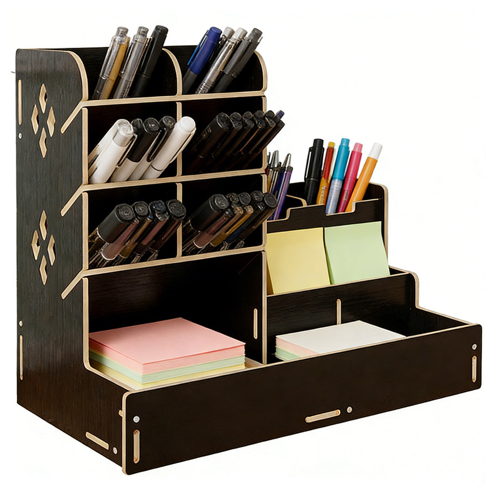 Wooden Desk Organizer with Drawers Art Supplies Storage Desktop Stationary
