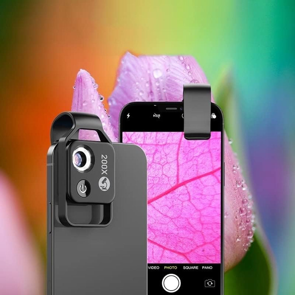 200X Phone Mini Pocket Microscope with CPL Handheld Lens and LED Light