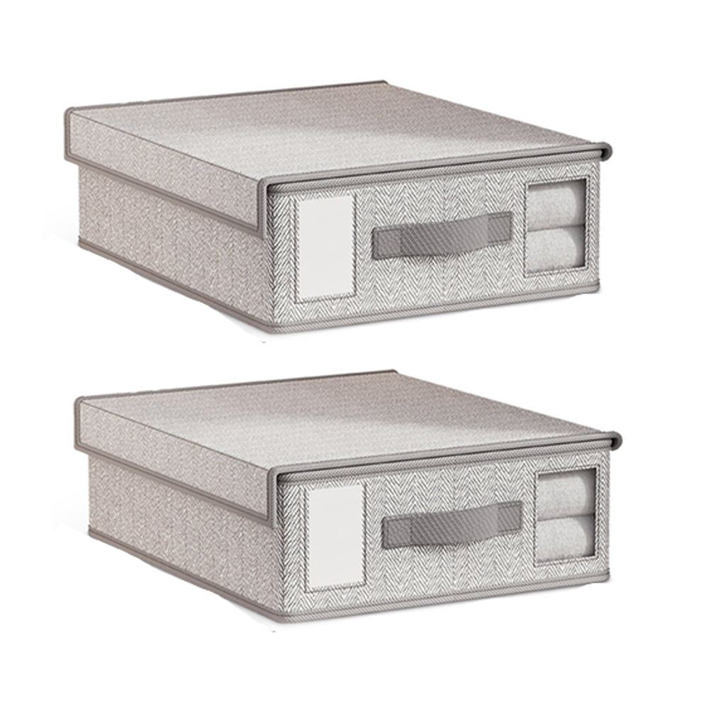 2Pcs Foldable Bed Sheet Storage Bins with Handle