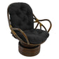 Solid Twill Swivel Rocker Chair Cushion High Back Water Resistant Pad-Black