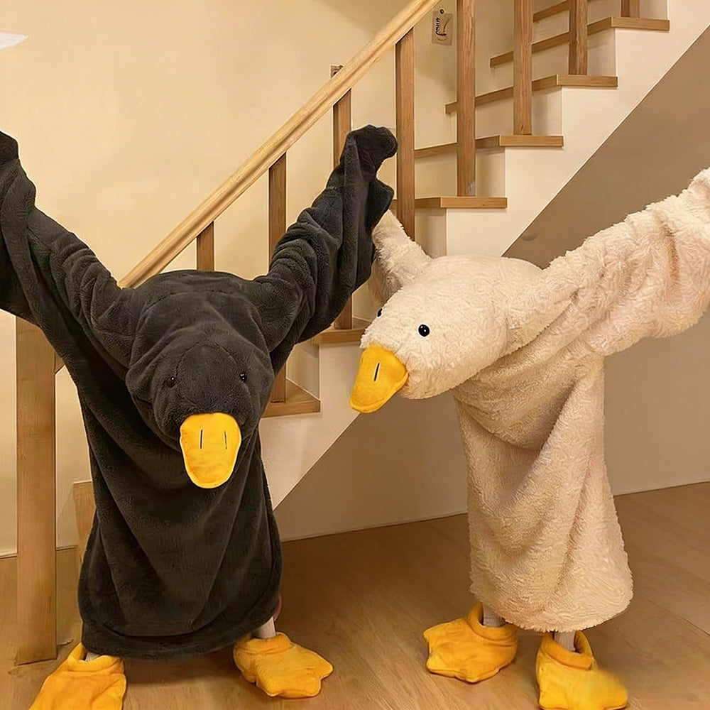 Oversized Hoodie Blanket Cartoon Goose Fleece Wearable Blanket-Style 1
