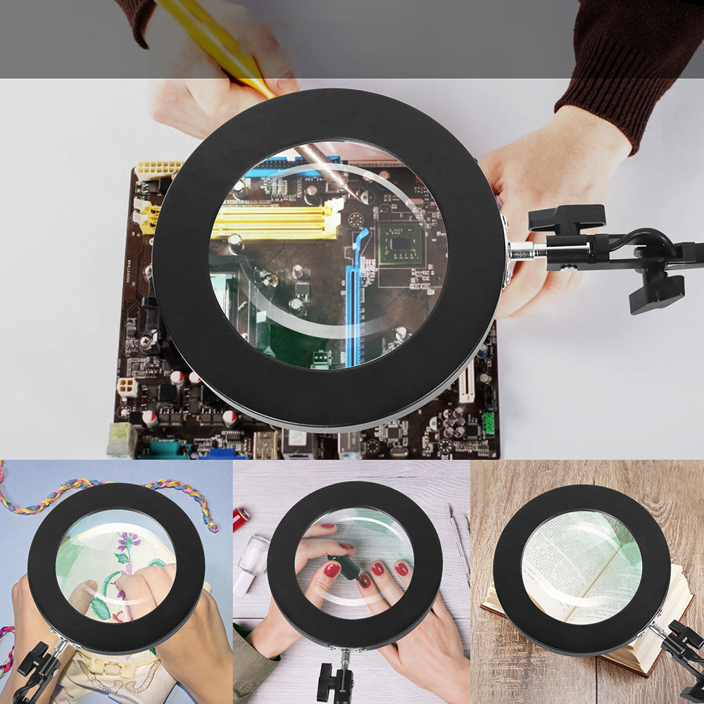 5X Magnifying Glass with LED Desk Lamp