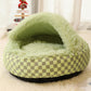 Plush Cushioned Hooded Winter Pet Bed