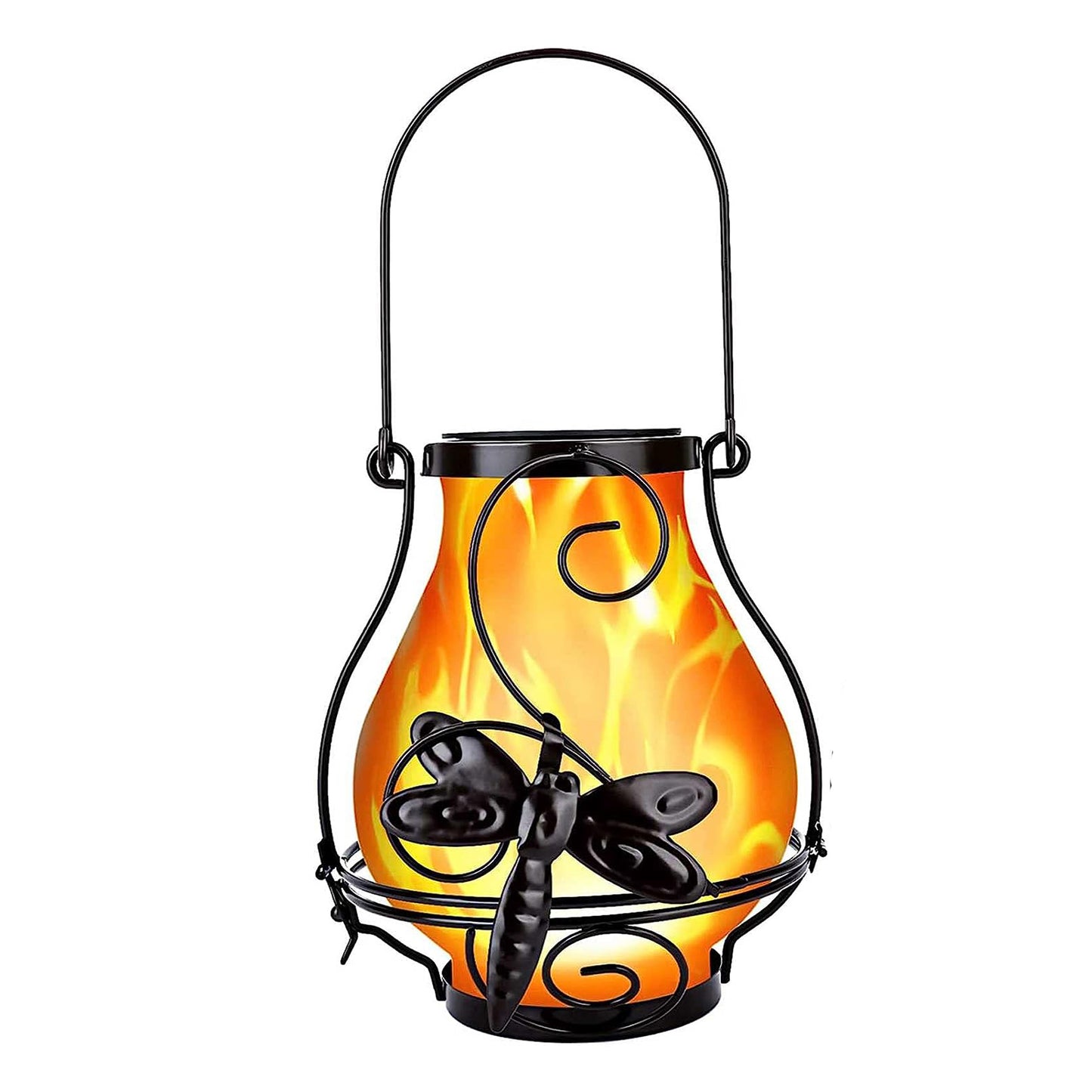 Solar Metal Hanging Flame Lights Lantern-Dragonflies
