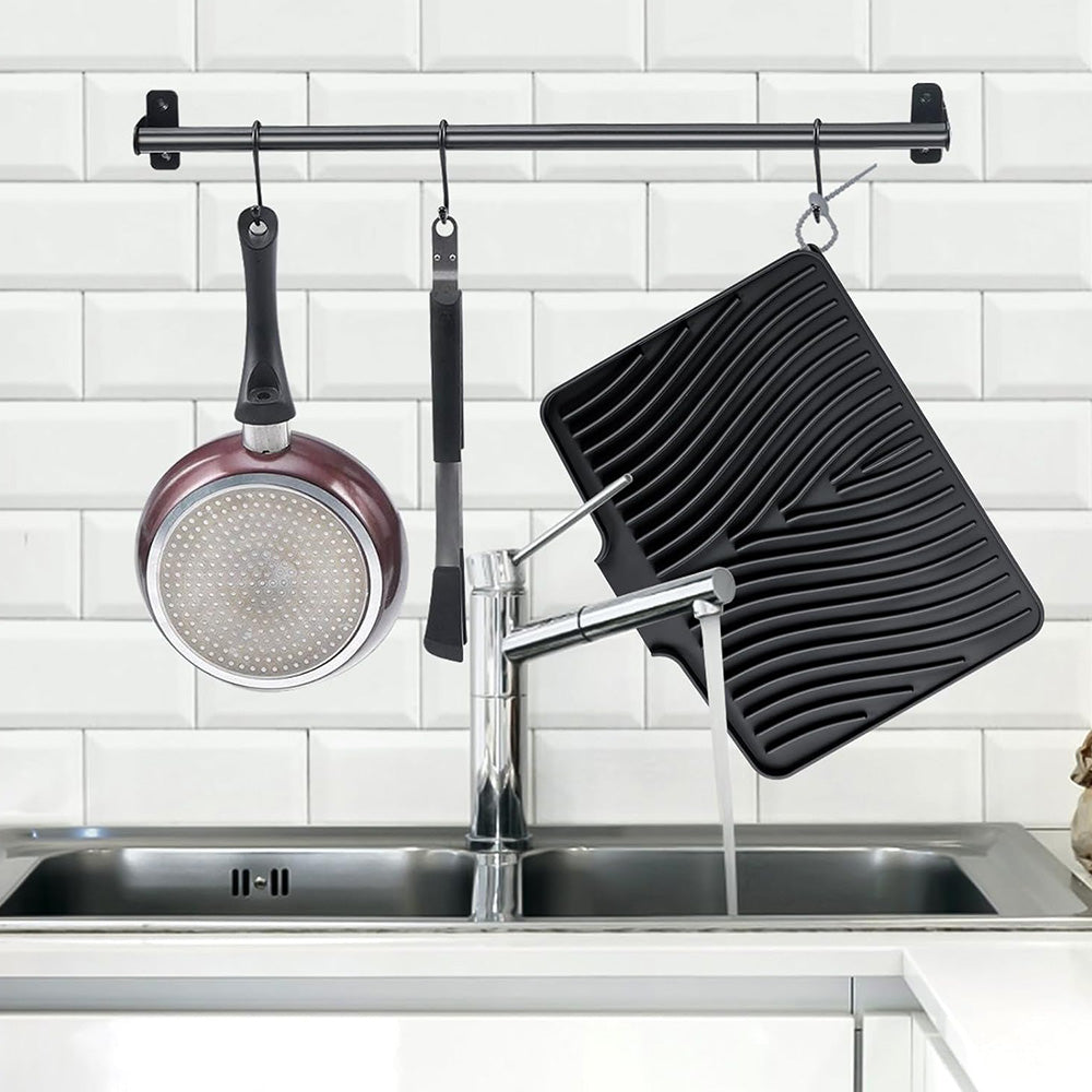 Silicone Dish Drying Mat with Foldable Drain Design