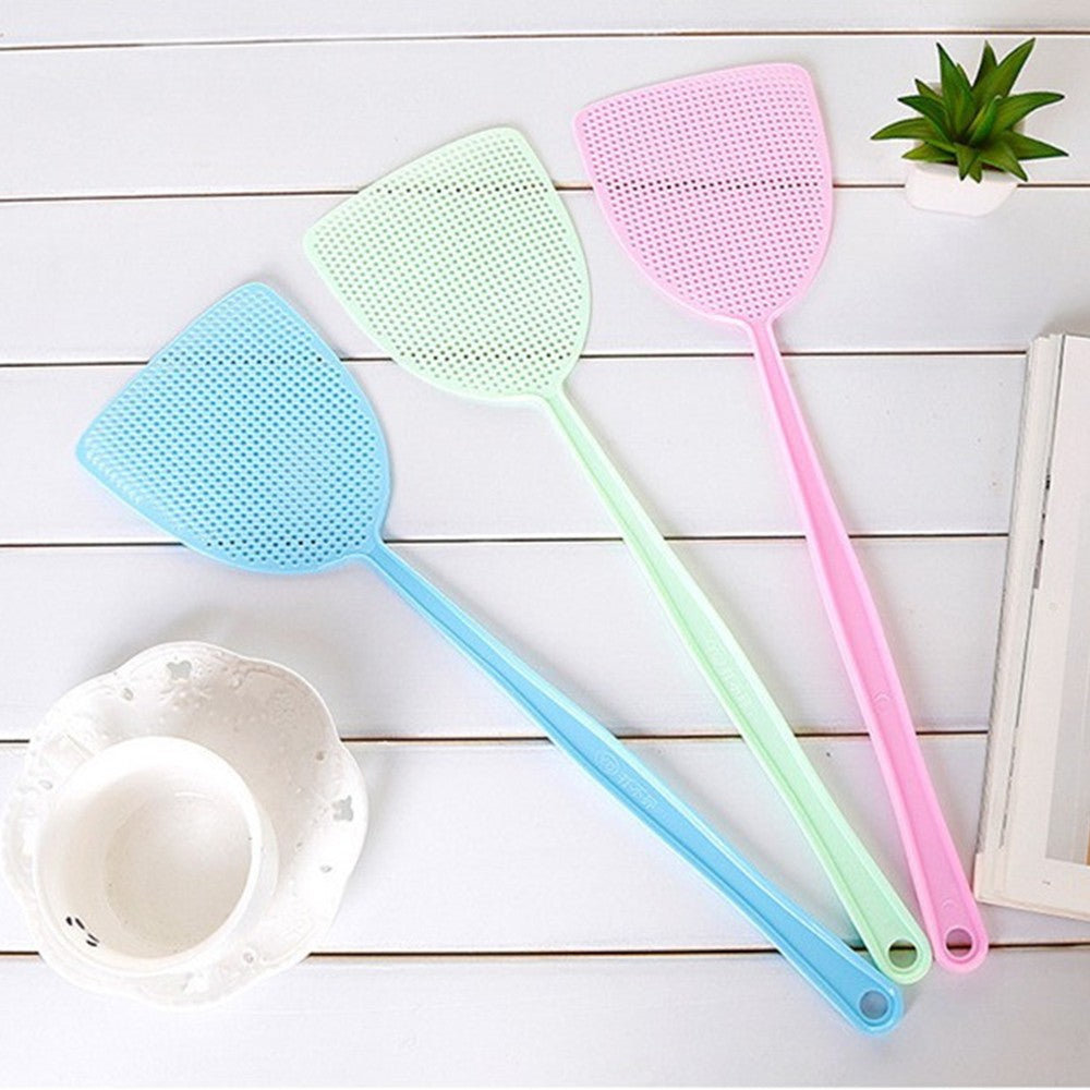12Pcs Plastic Manual Fly Swatter with Long Handle