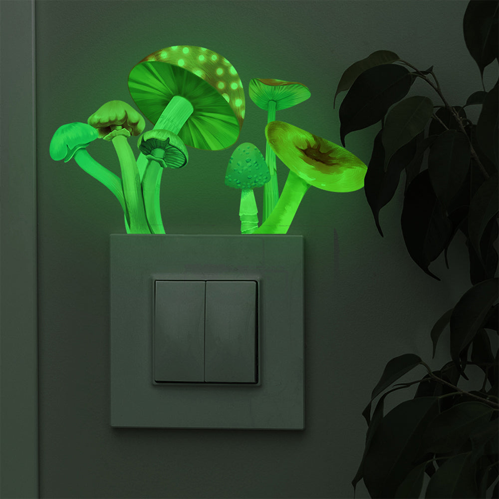 2Pcs Glow in The Dark Mushroom Wall Sticker