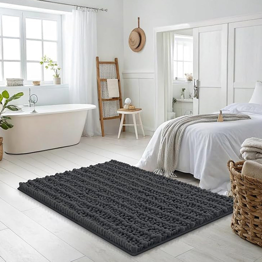 Chenille Fabric Bathroom Rugs Mat With Non Slip Rubber Backing Home Decor Accessories