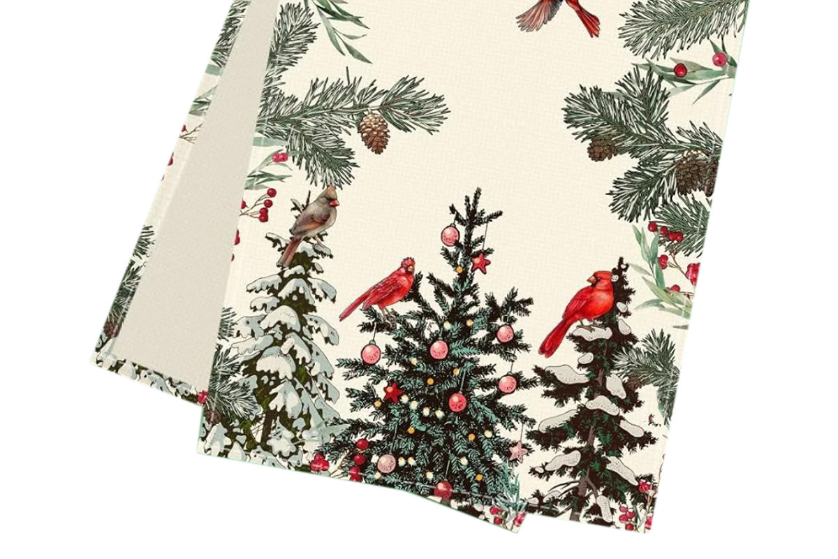 Linen Christmas Table Runner Long Farmhouse Holiday Home Kitchen Table Decorations