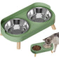 Elevated Double Stainless Steel Pet Food and Water Bowl Set