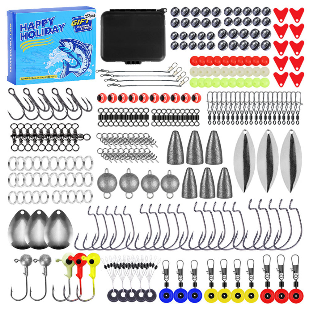 257Pcs Plastic Fishing Lures Tackle Prawn Shrimp Flathead Bream Cod Bass Lure Fishing Kit