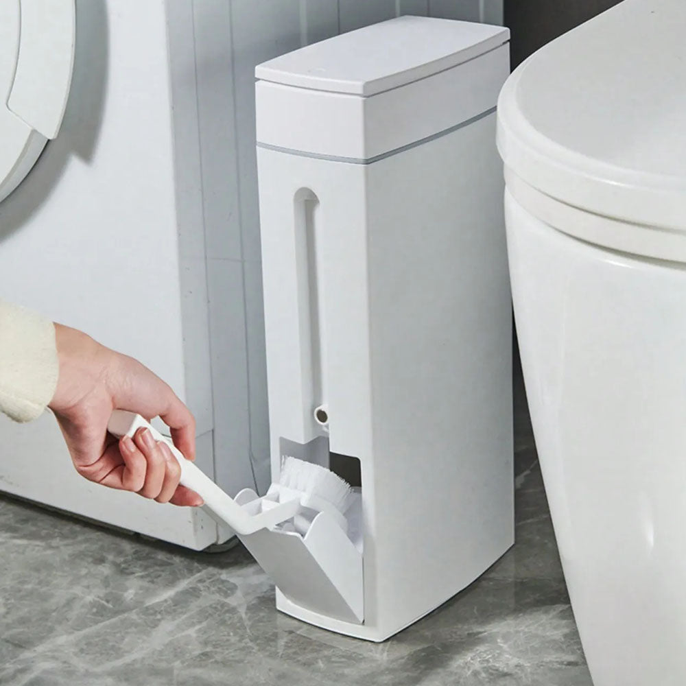Slim Bathroom Trash Can Toilet Brush Set Waste Bin Toilet Brush Holder