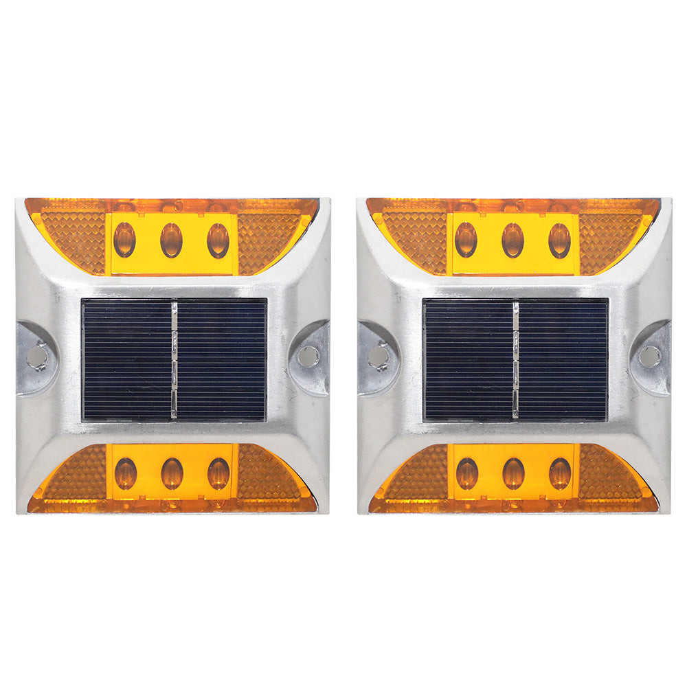 2 Pack Solar Deck Lights for Outdoor Roadway Driveway and Path Marking