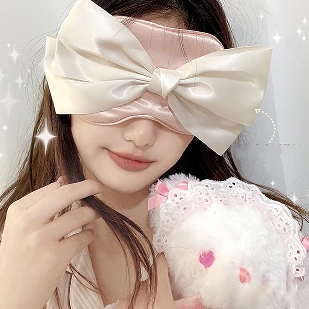 2Pcs Silk Bow Tie Relieve Fatigue Travel Eye Mask