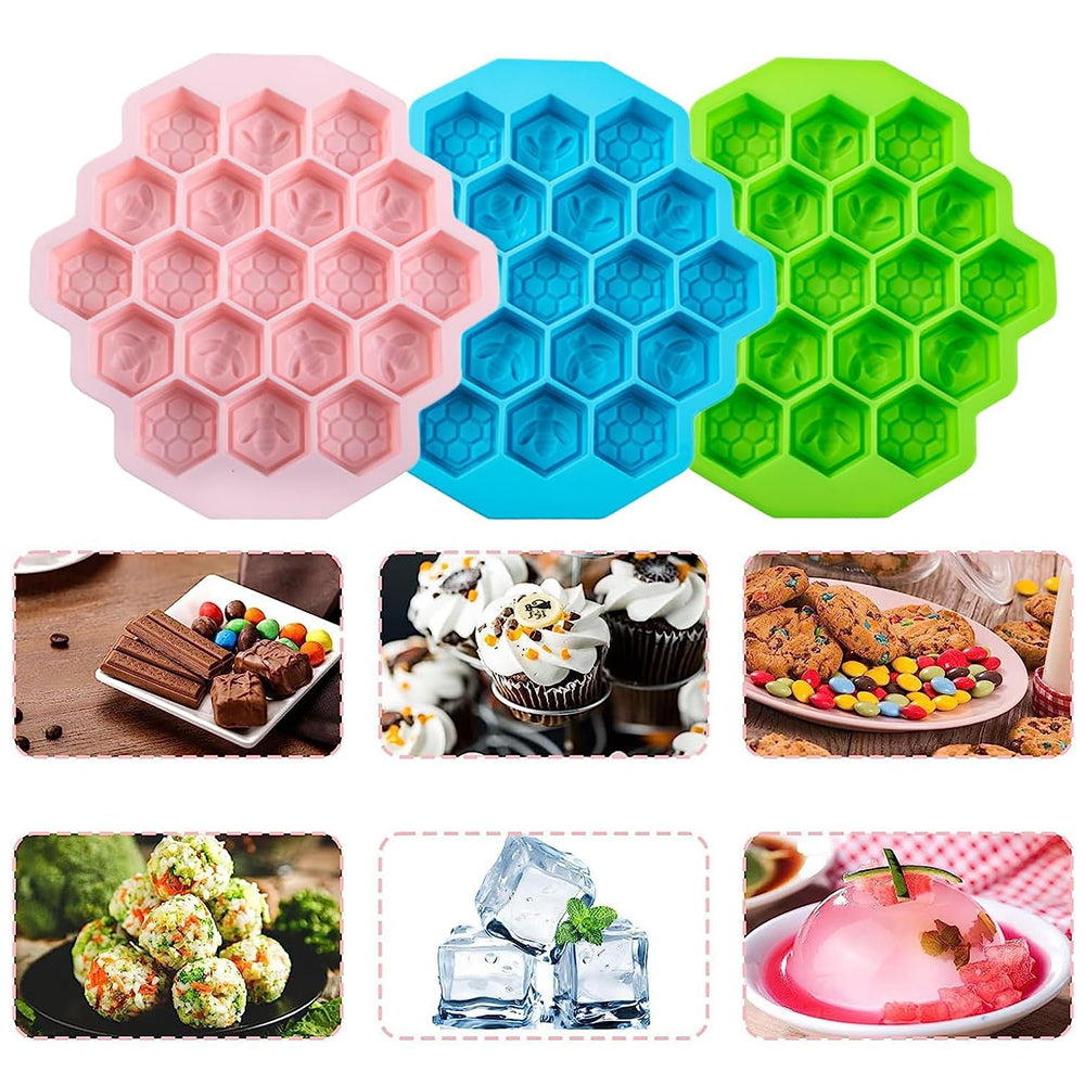 3Pcs 19-Cell Silicone Honeycomb Cake Ice Mould