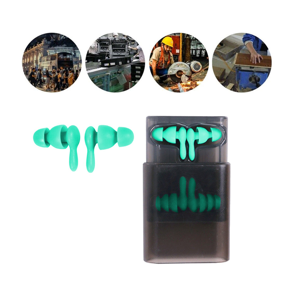 2 Pairs Soft Silicone Noise Reduction Ear Plugs with Storage Container Box