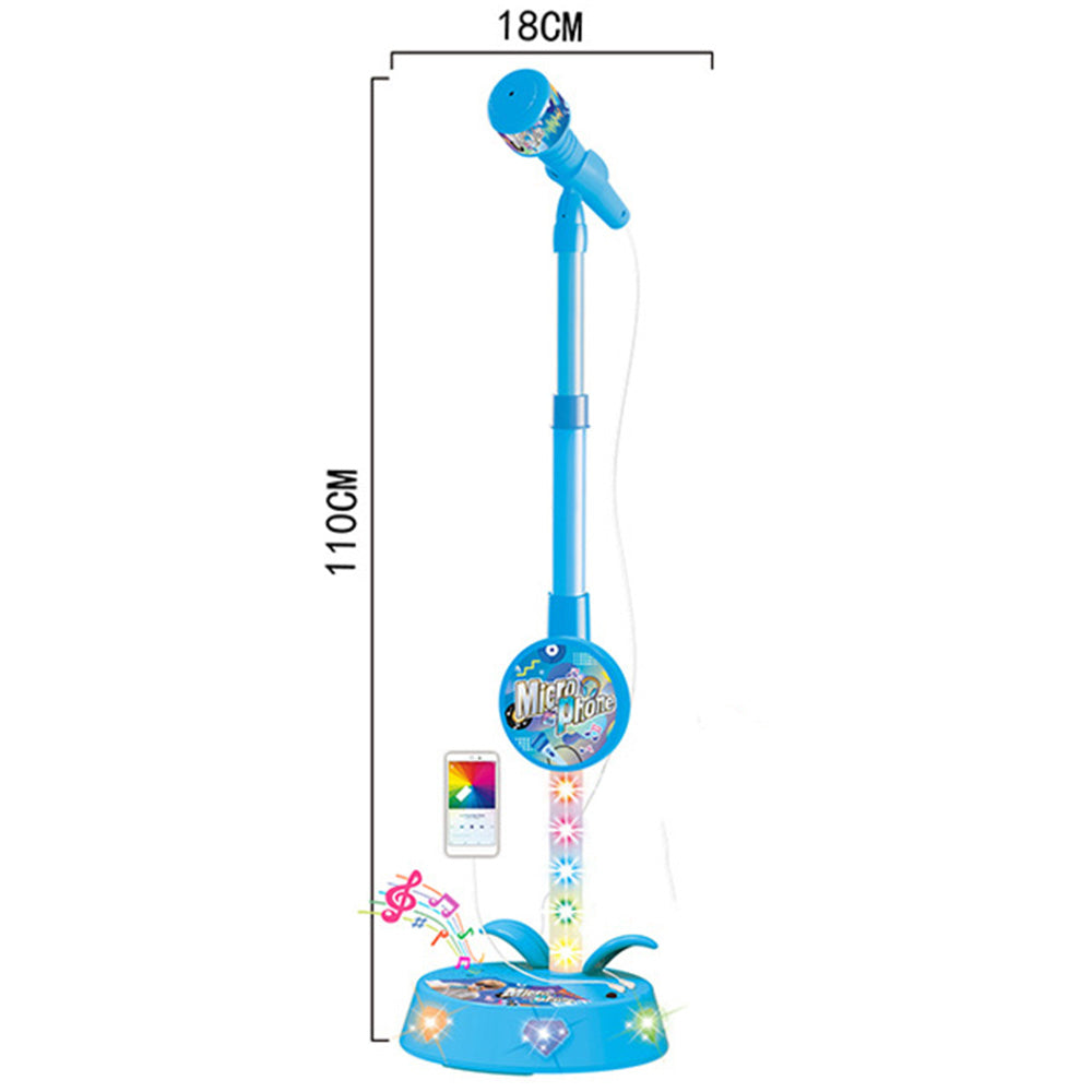 Adjustable Karaoke Microphone Toy with Stand and Flashing Lights for Youngsters