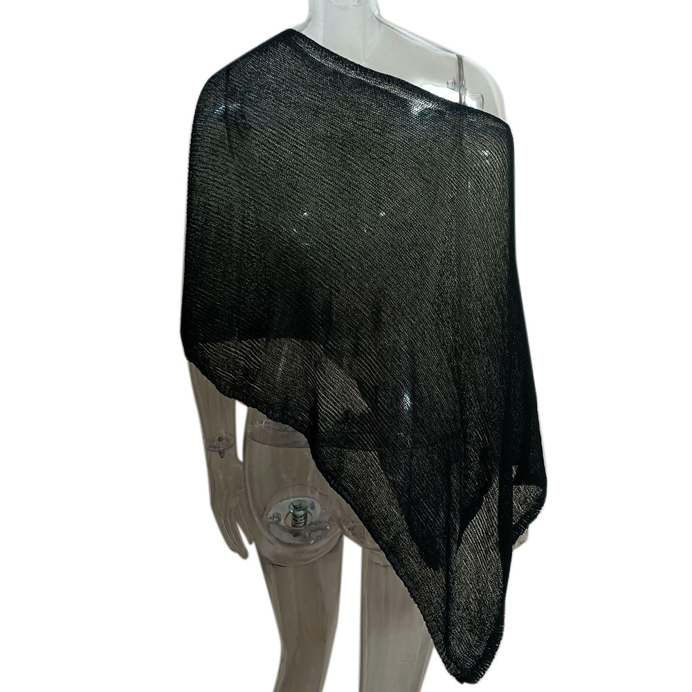 Summer Irregular Sheer Poncho Shawl Beach Cover Up for Women