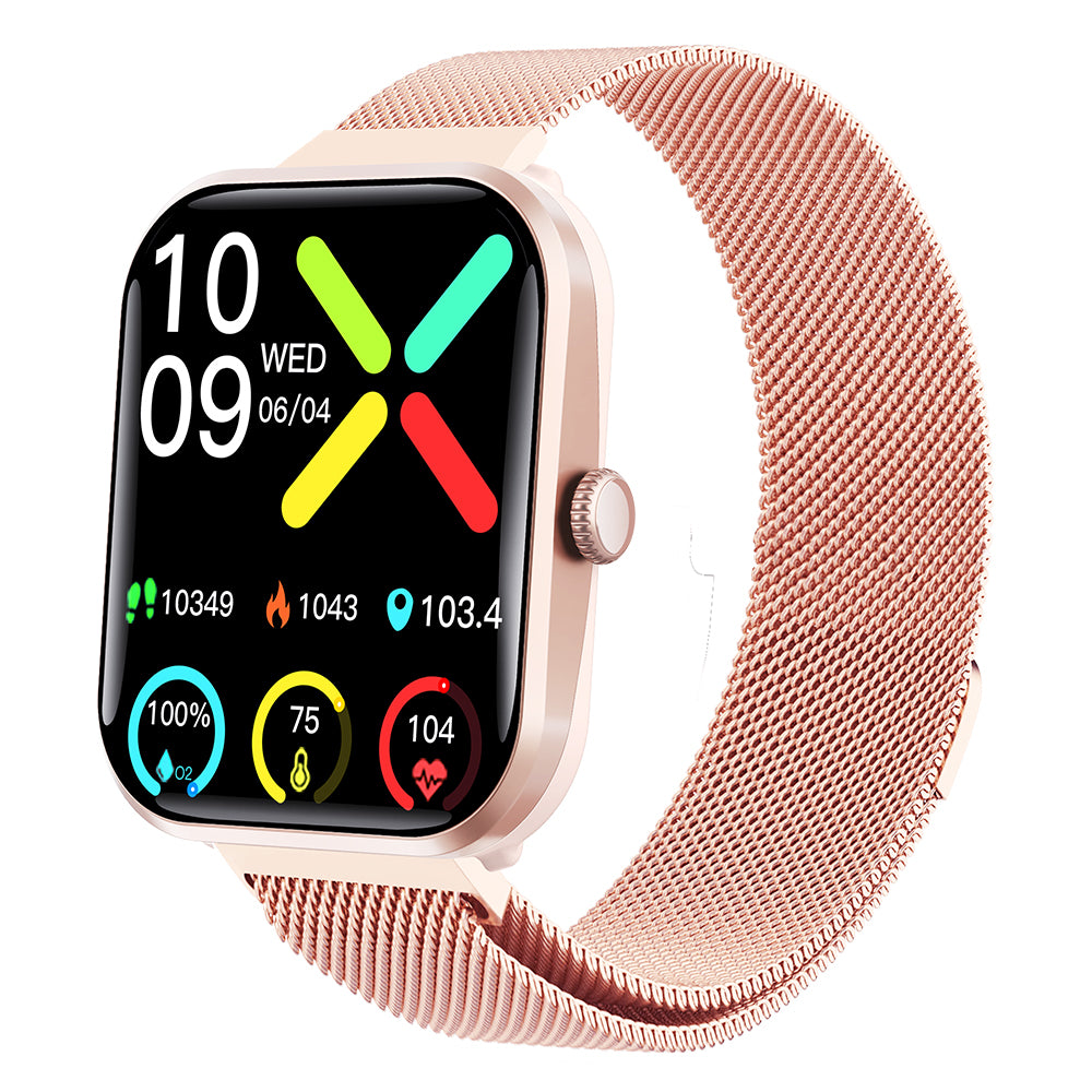 Water-Resistant Bluetooth Smart Watch for Android iOS with Stainless Steel Watch Strap