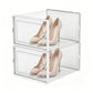 2 Pcs Clear Stackable Shoe Boxes Plastic Sneaker Containers for Closet Under Bed