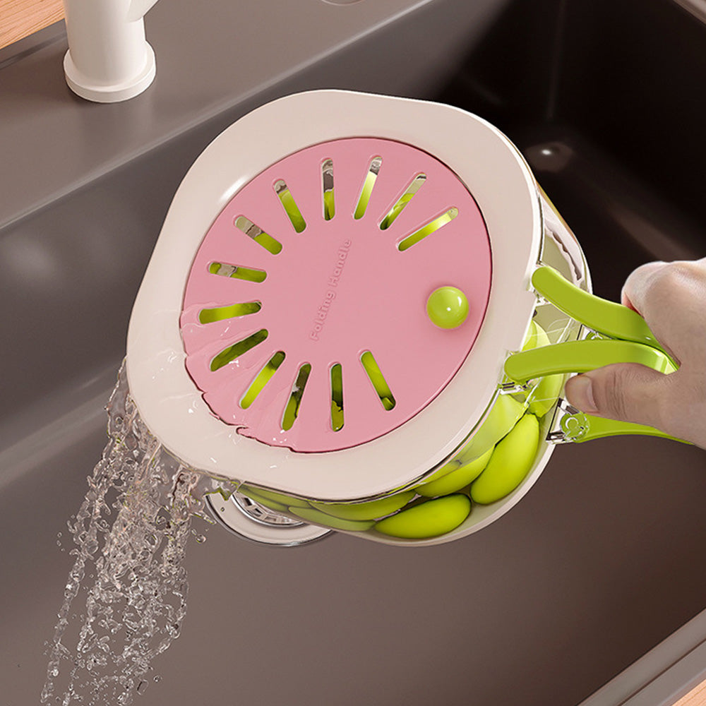 2 in 1 Collapsible Colander and Basin for Washing Draining and Storage
