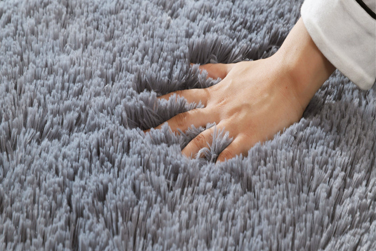 Non Slip Shaggy Bath Mat Ultra Soft Thick Fluffy Pile Non Slip Bath Rug-Grey