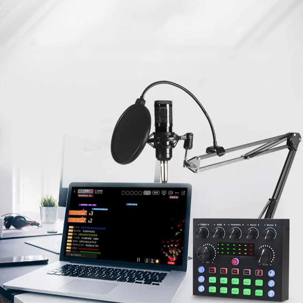Recording Condenser Microphone Kit with Sound Card for Streaming YouTube TikTok