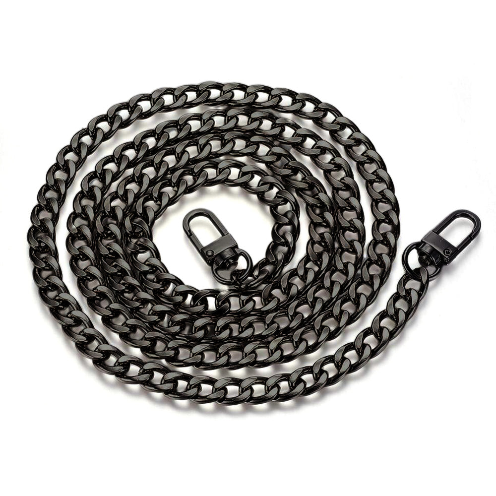 2Pcs Flat Chain Shoulder Strap Replacement Metal Bag Strap with Hook Clasps for Handbags Purses