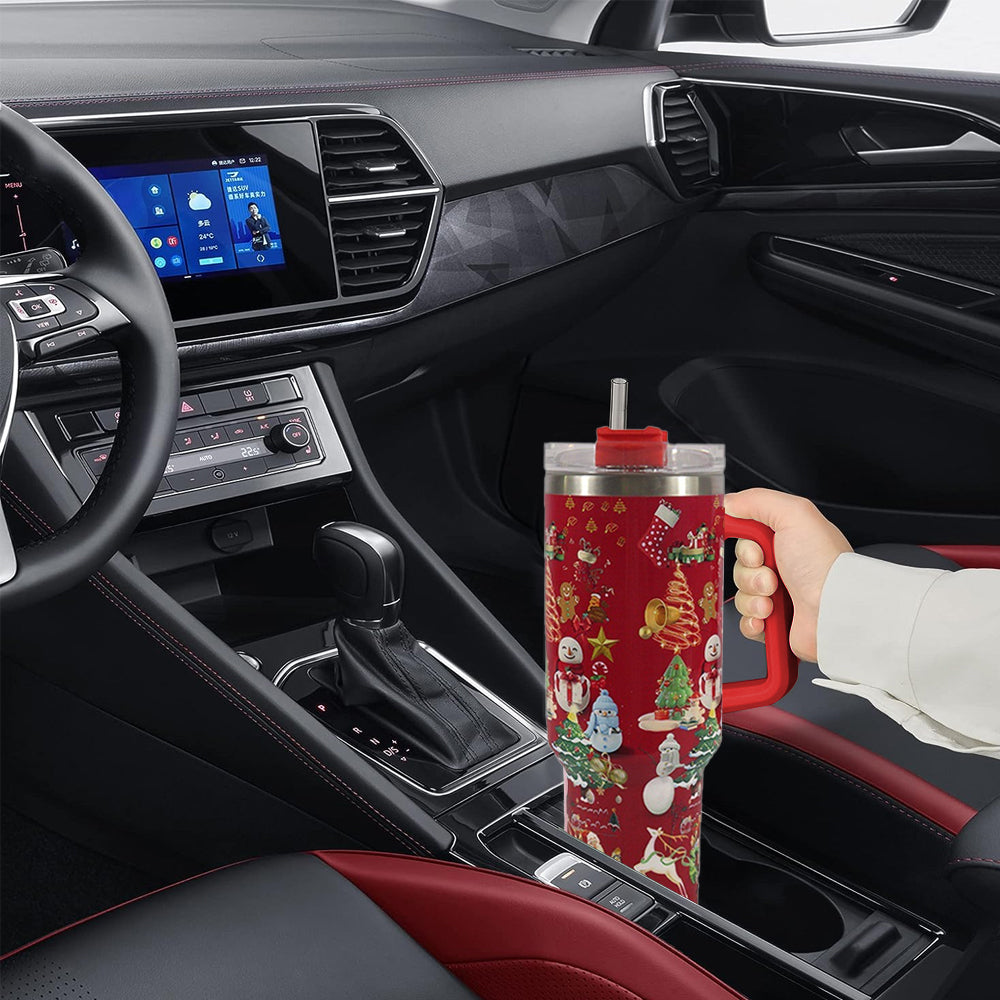 40oz Stainless Steel Christmas Pattern Thermal Mug For Stanley Cup