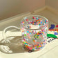 Double Wall Glass Cup with Colorful Love Granule Fillings
