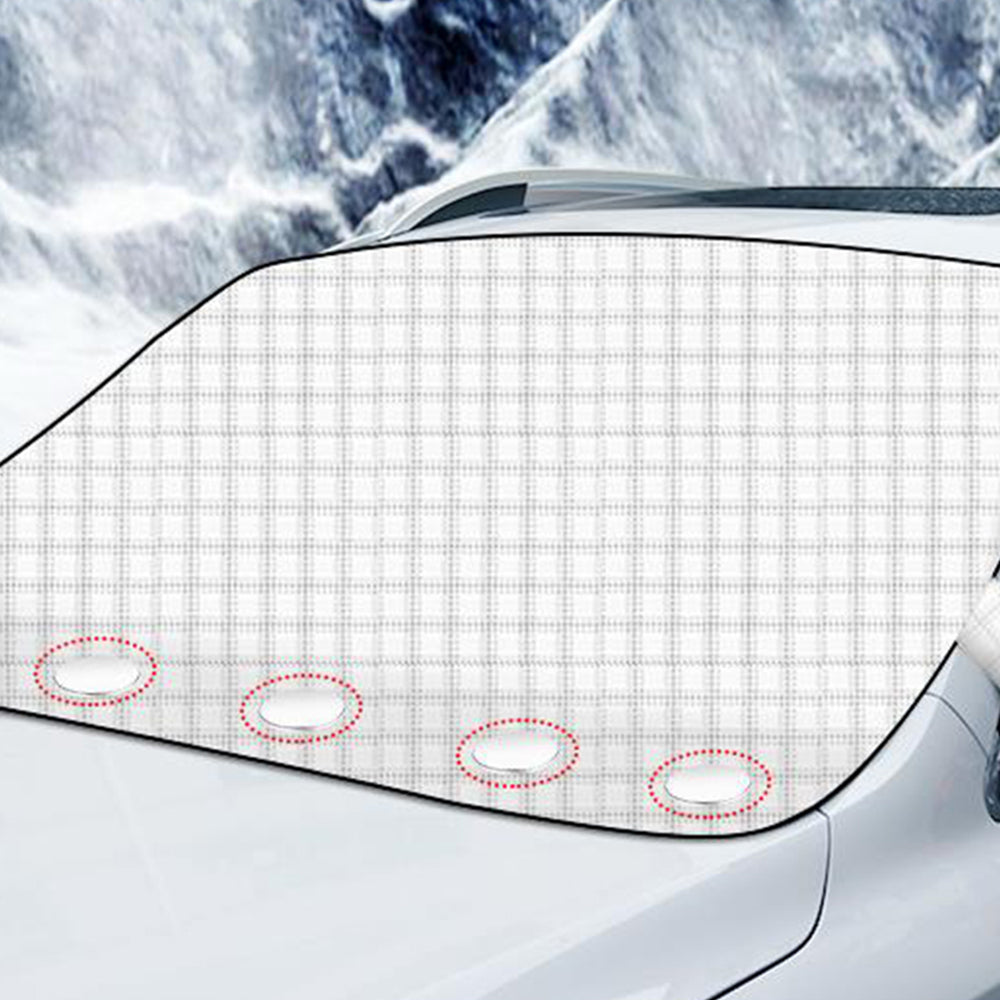 Car Windshield Snow Cover Protector with Reflection Strips-Double Layer Silver