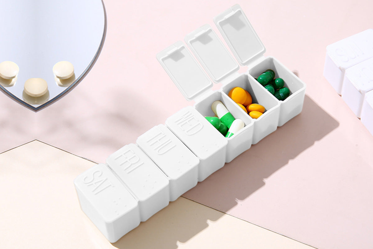 4 PCS Weekly Pill Organizer 7 Day Medicine Box with Compartments for Travel Home
