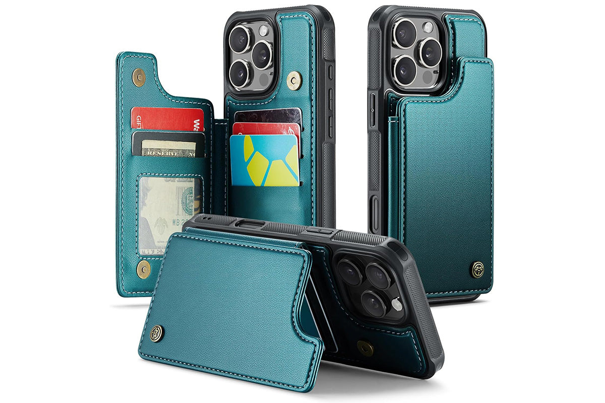 Wallet Case for iPhone 16 Pro Max iPhone16Pro Max 16Pro with Card Holder and RFID Blocking-Green