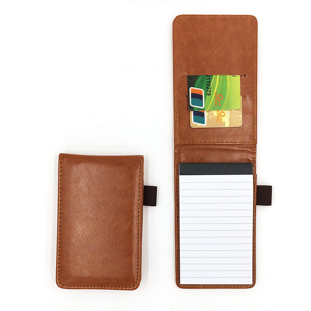A7 Mini Pocket Notebook PU Leather Notepad with Pen Holder Card Slot