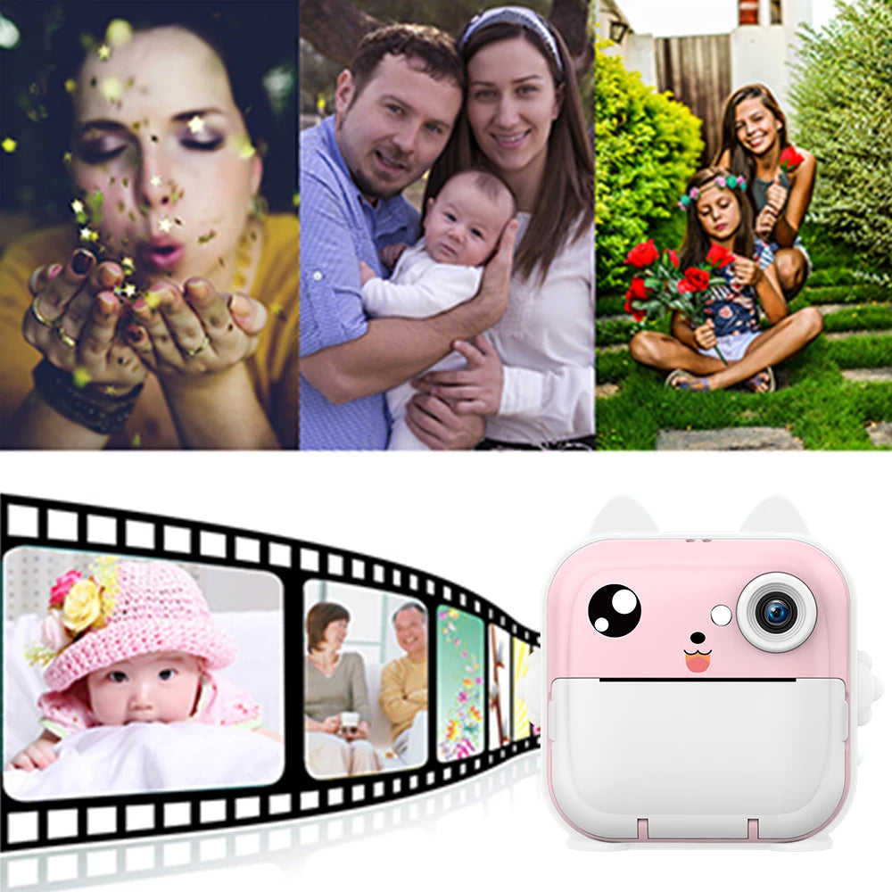 Kids Instant Print Camera with 2 Rolls Print Paper
