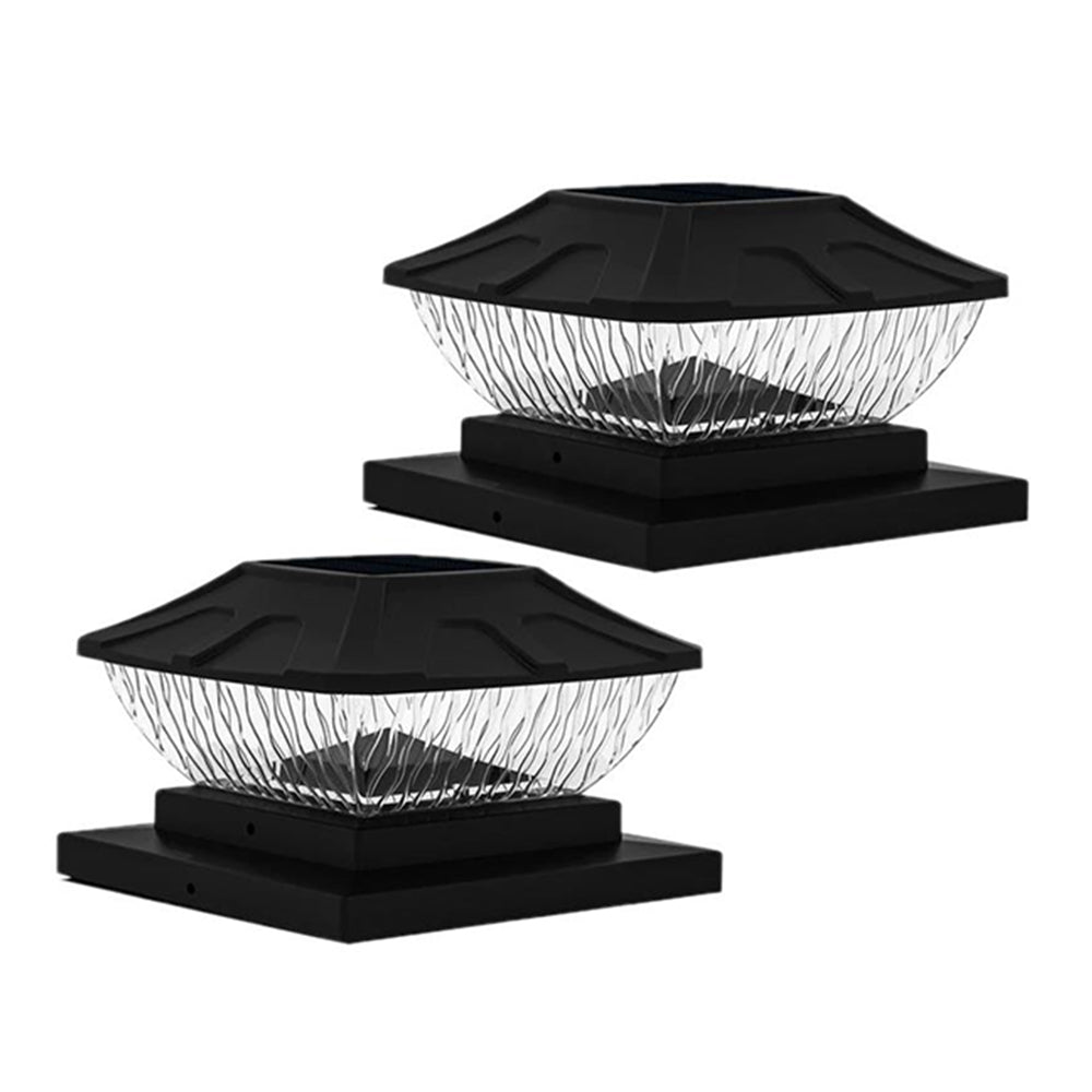 2Pcs 8LED 2 Modes Solar Powered Deck Fence Cap Lights for 4x4 5.5x5.5 Inch Posts