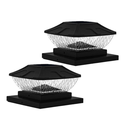 2Pcs 8LED 2 Modes Solar Powered Deck Fence Cap Lights for 4x4 5.5x5.5 Inch Posts