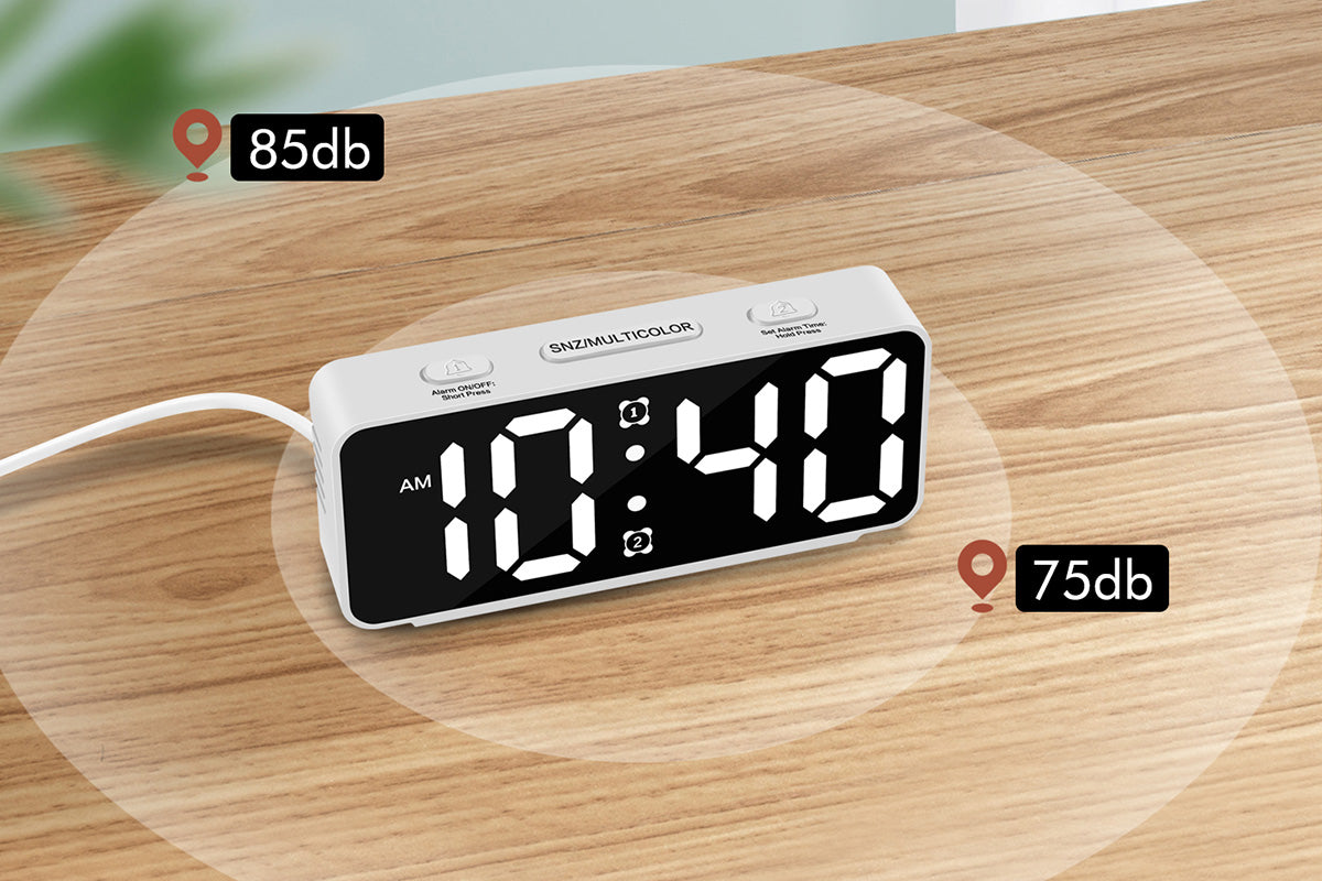 Small Digital Alarm Clock with 6 Dimmers and 5 Alarm Volumes for Bedrooms