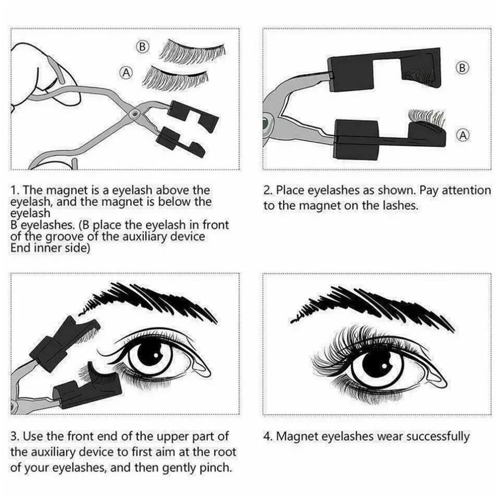 3Pair Eyelash Kit with Glue-Free Reusable Eyelash Clip Set