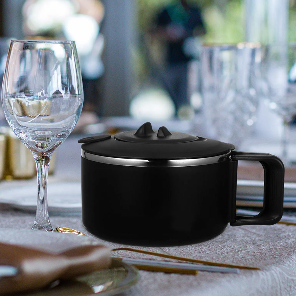 1200ML Large Ramen Bow with Lid Spoon Storage Bag Stainless Steel Food Container for Microwave
