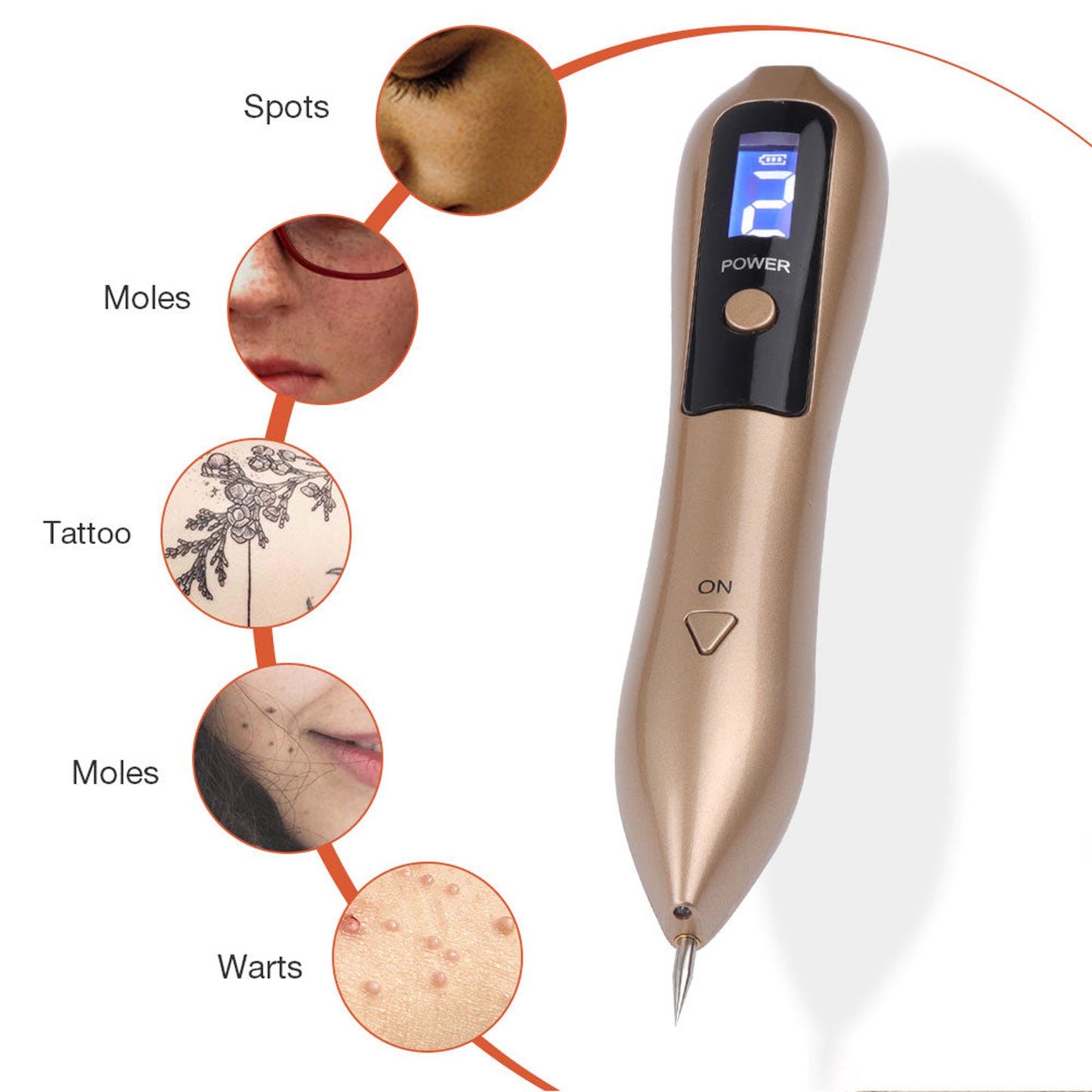 Rechargeable Nine Level Adjustable Skin Spot Removal Pen LCD Plasma Pen