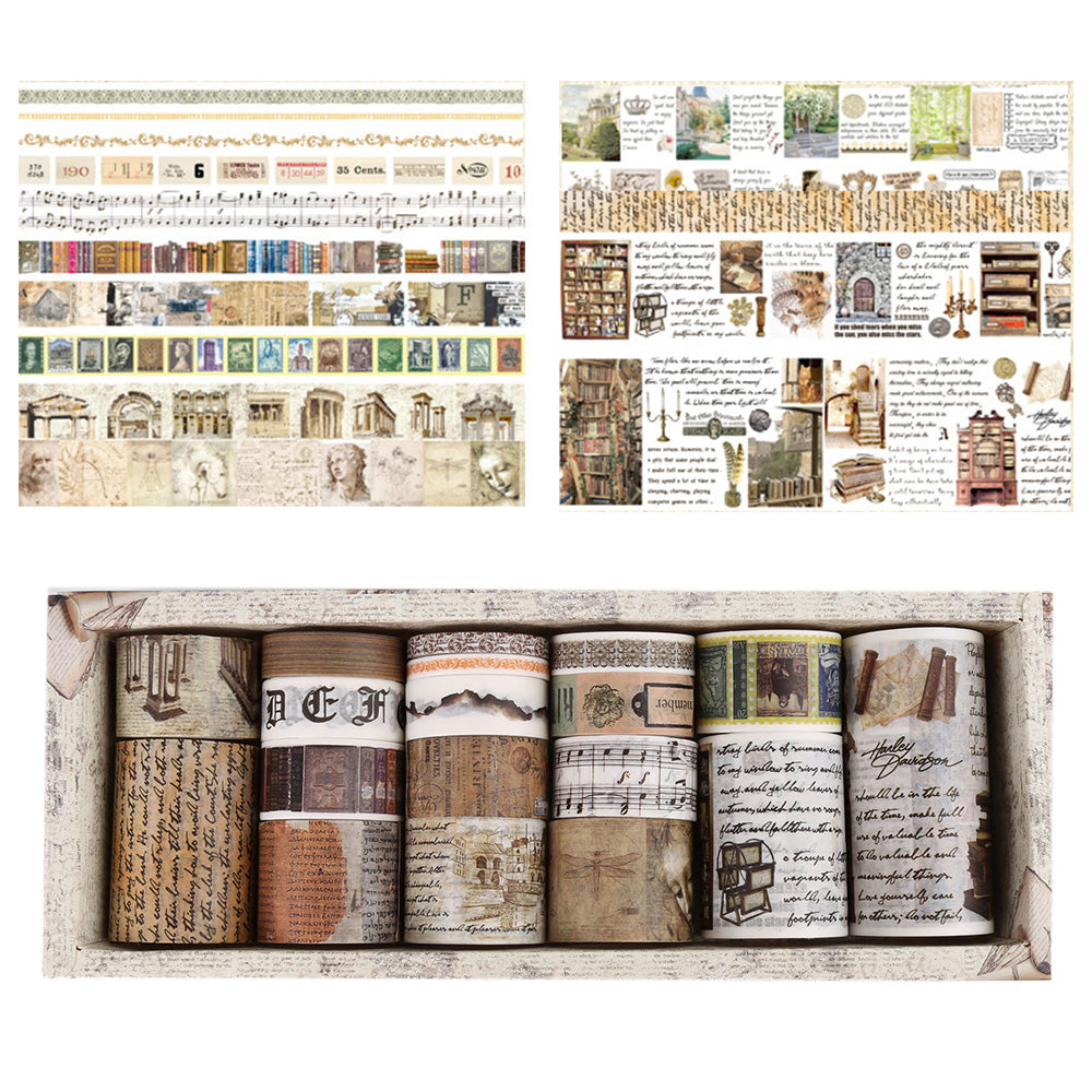 18 Rolls Vintage Washi Tape Set Writable Tapes for Scrapbooking Junk Journal supplies