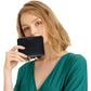Genuine Leather Women's Wallet Short RFID Blocking Purse with Zipper