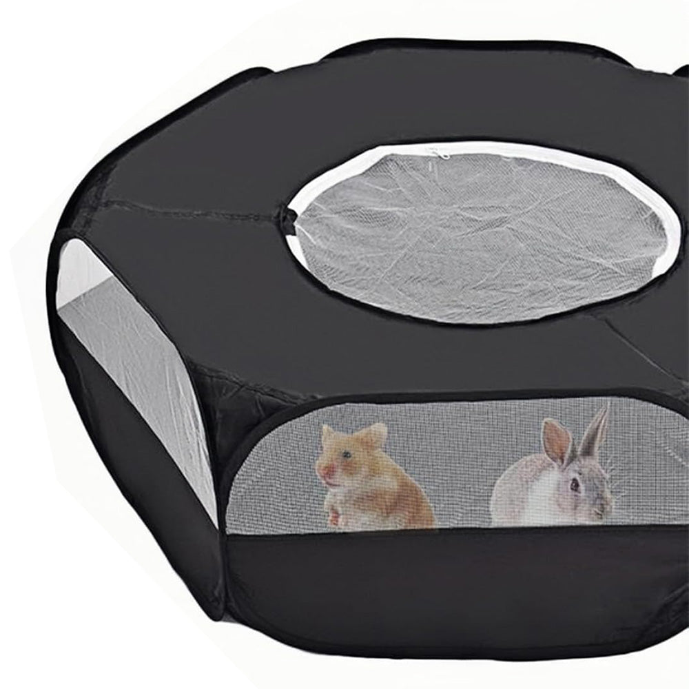 Portable Pop Up Small Animal Playpen with Clear Panels and Top Cover