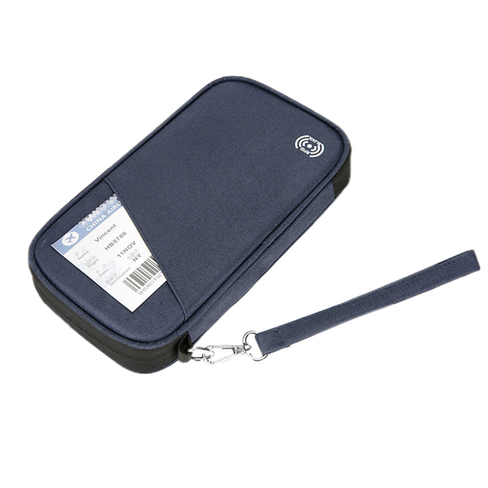 Passport Holder Family RFID Travel Document Organizer With Zipper-Black